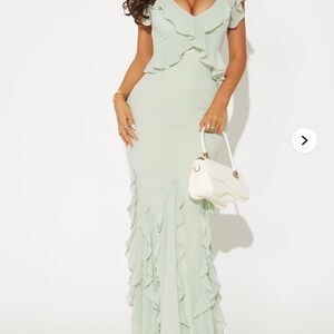 Sage Green Ruffle Maxi Dress